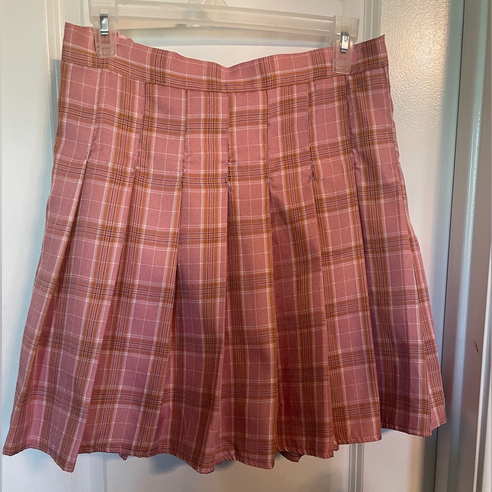 Pleated Pink plaid Mini Skort